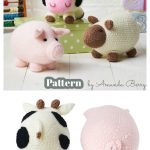 Amigurumi On The Farm Cow Sheep Pig Knitting Pattern