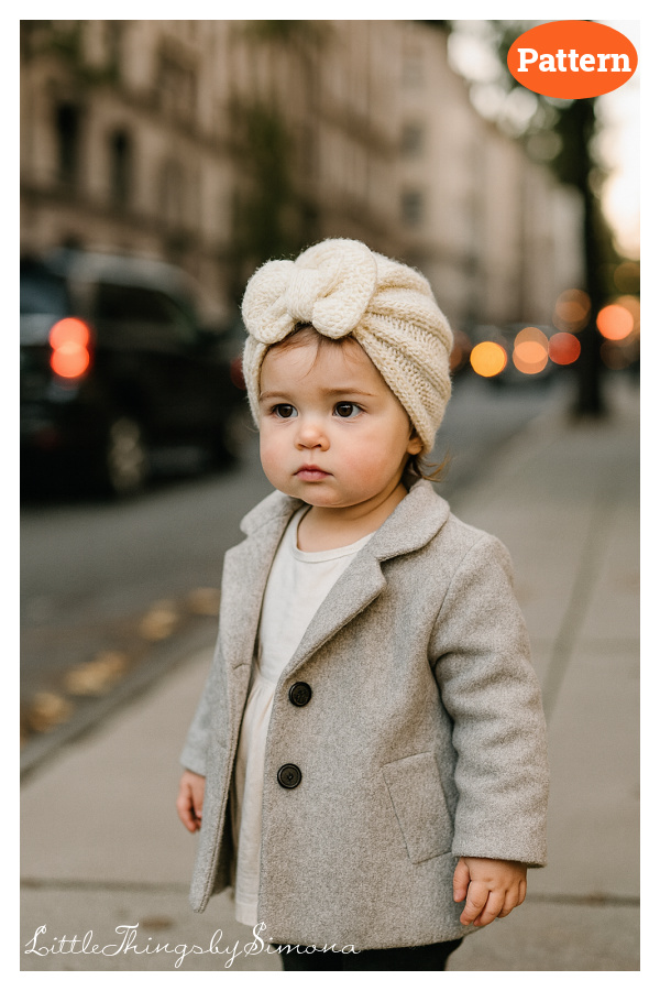 Baby Turban with Bow Knitting Pattern