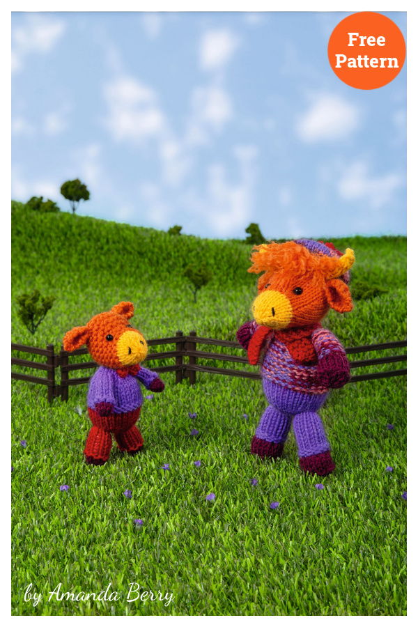 Billy and Bertie Highland Cows Free Knitting Pattern