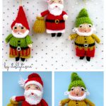 Christmas Santa Elf Gnome Ornament Knitting Patterns