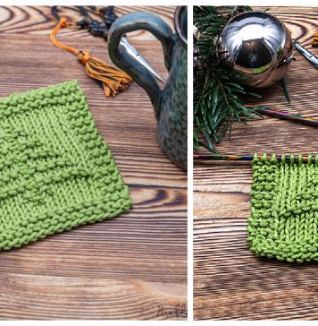 Easy Christmas Tree Coaster Free Knitting Pattern
