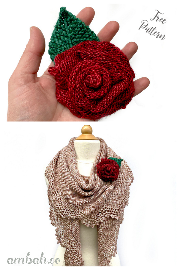 Festive Rose Free Knitting Pattern