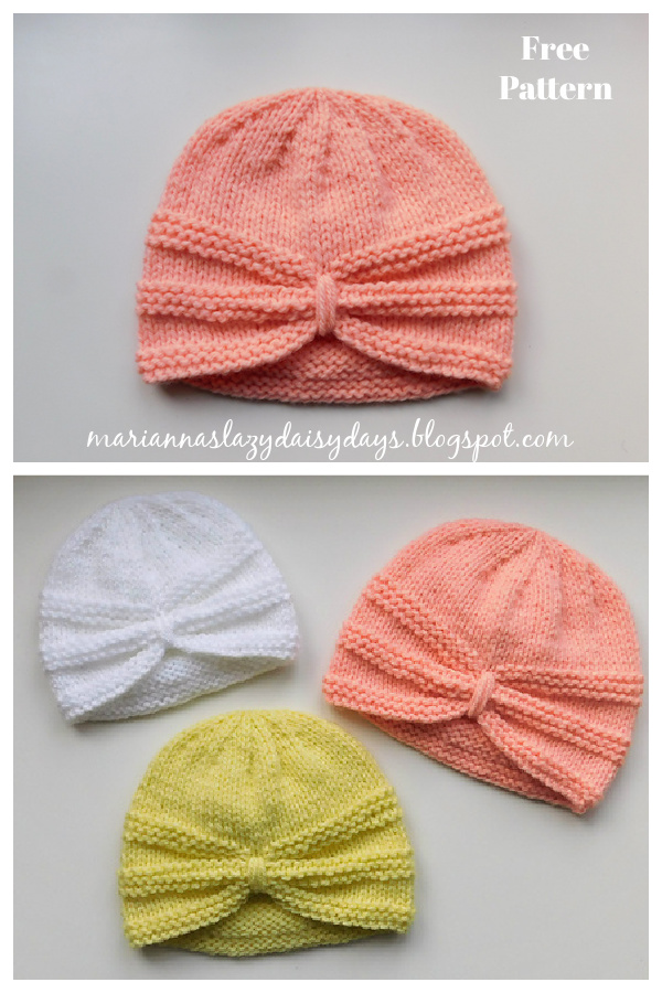 Karina Baby Turban Hat Free Knitting Pattern