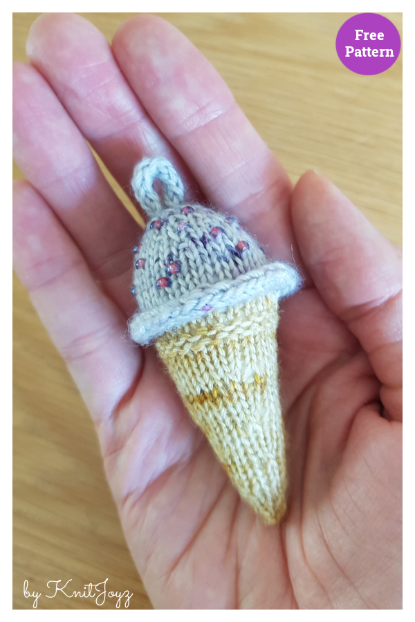 Little Tiny Ice Cream Cone Free Knitting Pattern