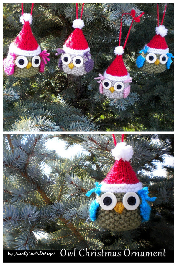Owl Christmas Ornament Knitting Pattern