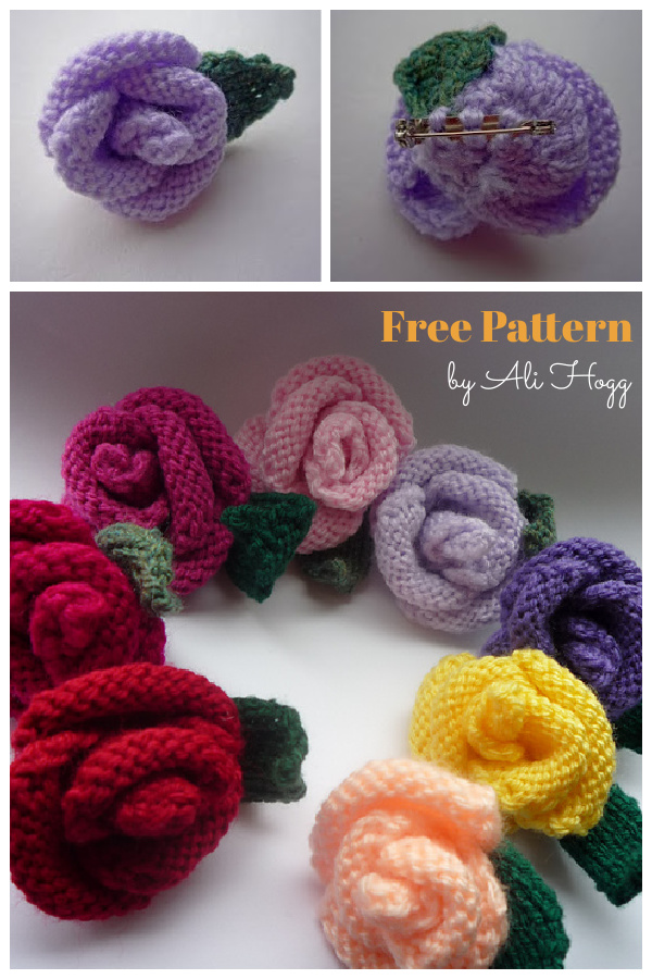 Rose Corsage Free Knitting Pattern