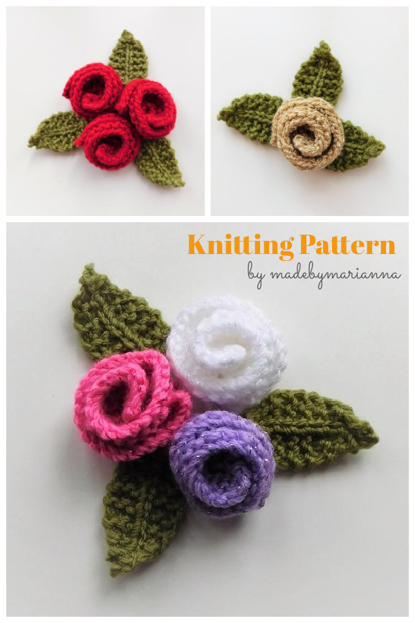 Rose Flower Knitting Pattern