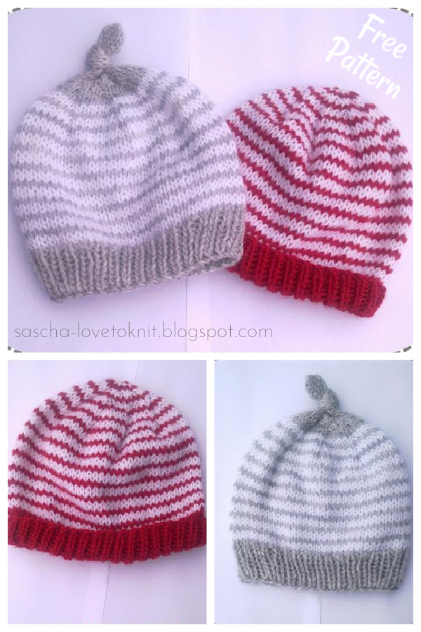 Simple Striped Baby Hat Free Knitting Pattern