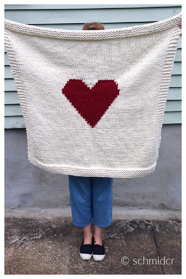 Heart Blanket Free Knitting Pattern 