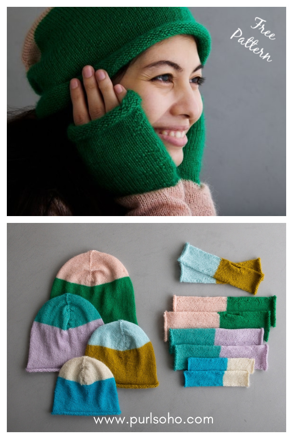 Pigment Hat and Hand Warmers Free Knitting Pattern 