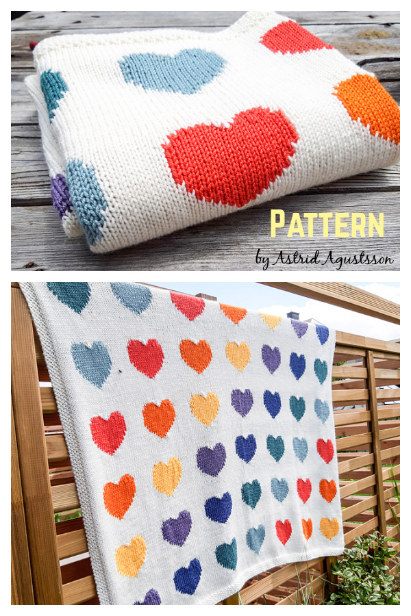 Zoe Heart Blanket Knitting Pattern