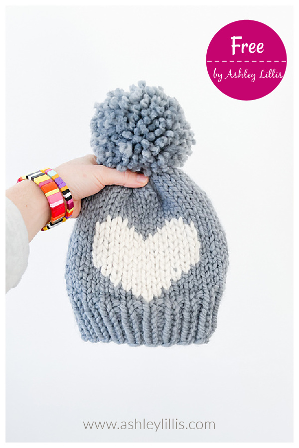 Big Heart Hat Free Knitting Pattern