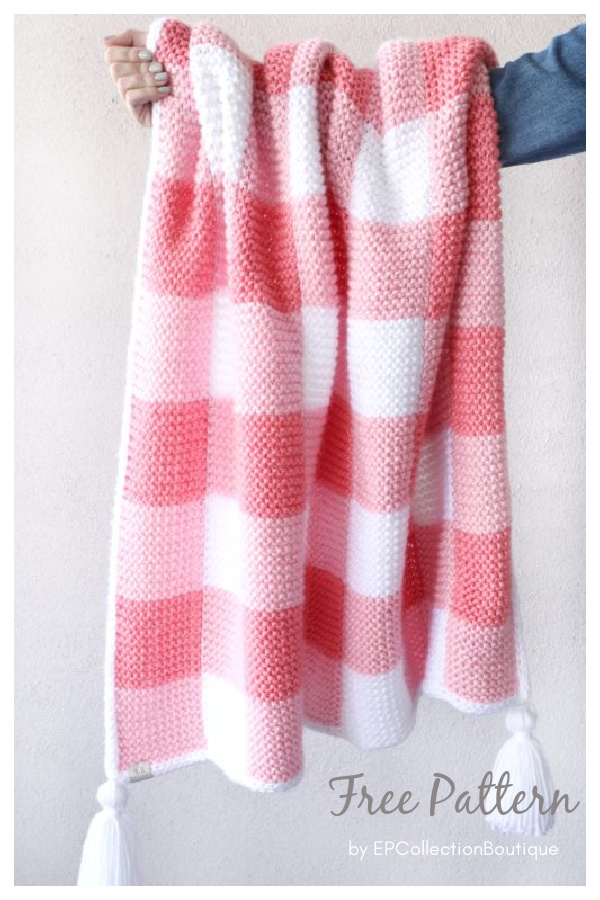 Gingham Blanket Free Knitting Pattern