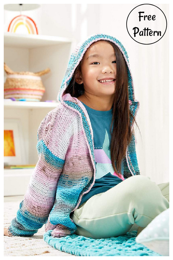Kid's Hooded Cardi Free Knitting Pattern
