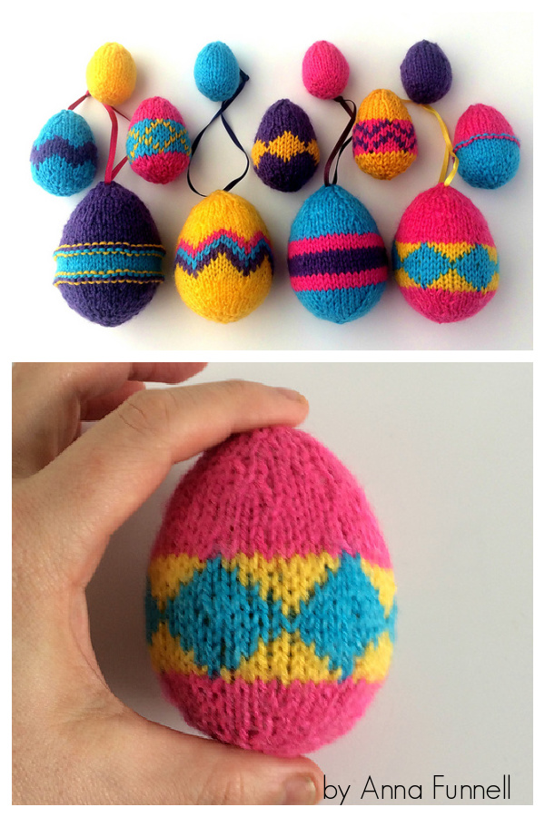 Patterned Easter Egg Decorations Free Knitting Pattern