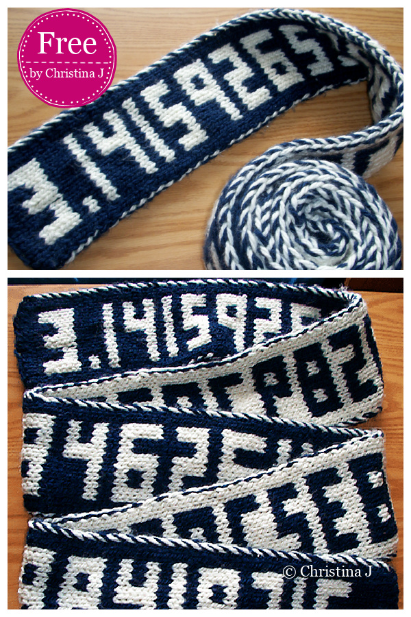Pi Digits Double Knit Scarf Free Knitting Pattern