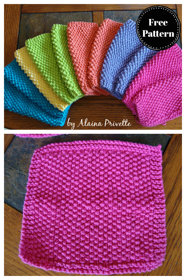 Alaina's Simple Seed Stitch Dishcloth Free Knitting Pattern
