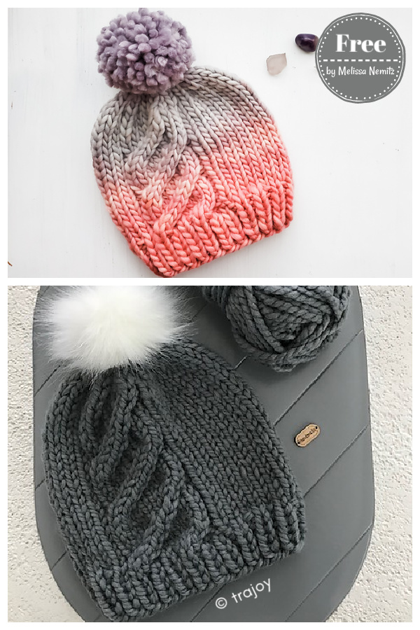 Up & Up Cable Hat Free Knitting Pattern 