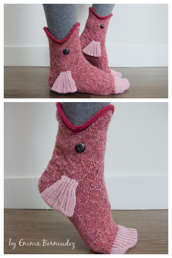 Modèle de tricot gratuit de chaussettes de poisson 3D