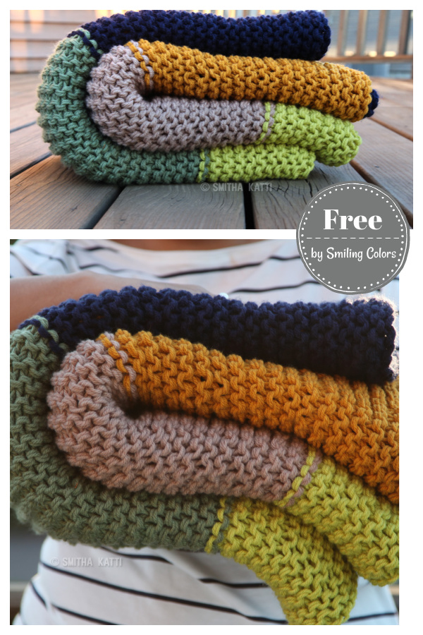 5 Color Afghan Blanket Throw Free Knitting Pattern