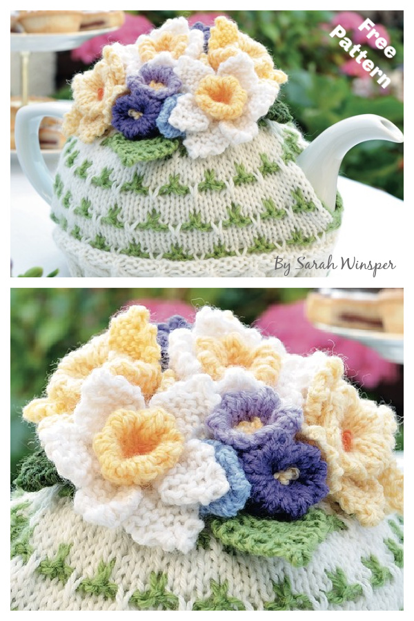 Flower Tea Cosy Free Knitting Pattern