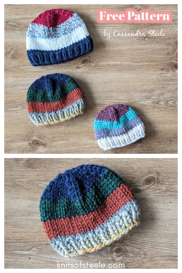 Scrappy Colourblock Hat Free Knitting Pattern