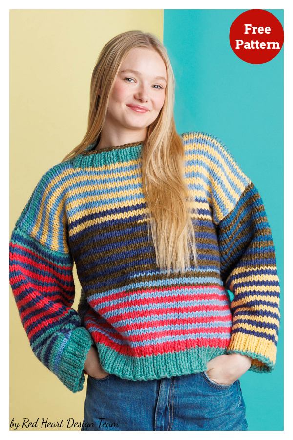 Stripes for Beginner Pullover Free Knitting Pattern