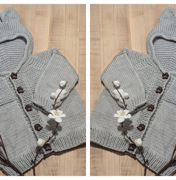 Baby Bear Hoodie Sweater Free Knitting Pattern