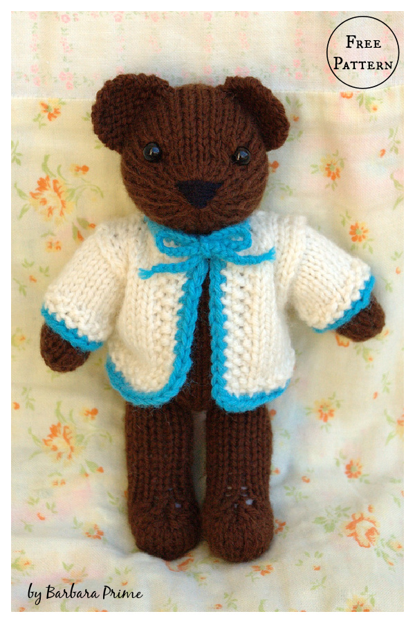 Bear with Cardigan Free Knitting Pattern