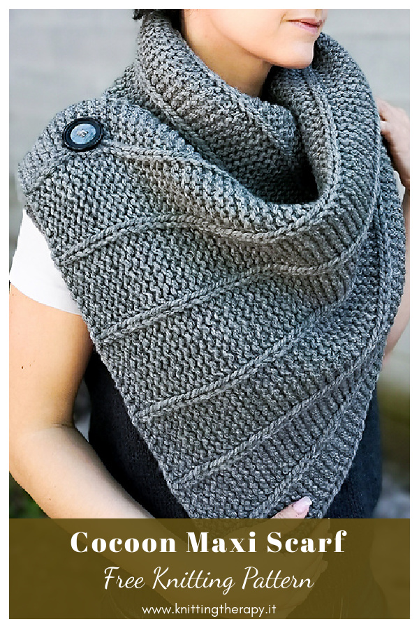 Cocoon Maxi Button Scarf Free Knitting Pattern