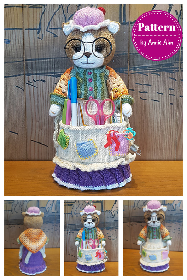 Crafter Granny Cat Doll Organizer Knitting Pattern 