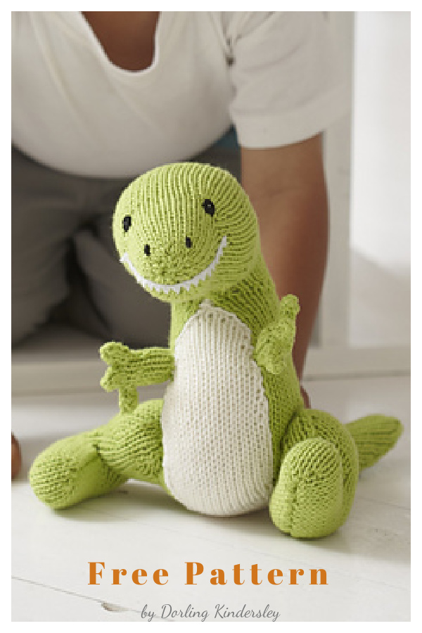 T-Rex Toy Free Knitting Pattern 