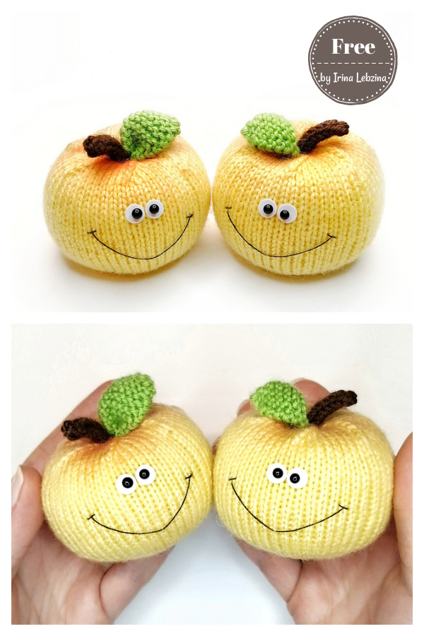Funny Apple Toy Free Knitting Pattern