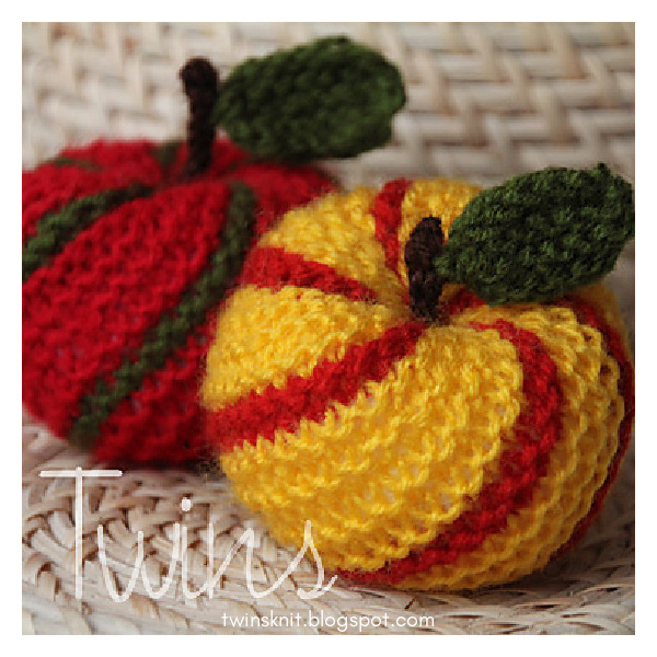 Striped Apple Ornament Free Knitting Pattern