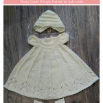 Cabled Yoke Christening Gown Bonnet Booties Free Knitting Pattern