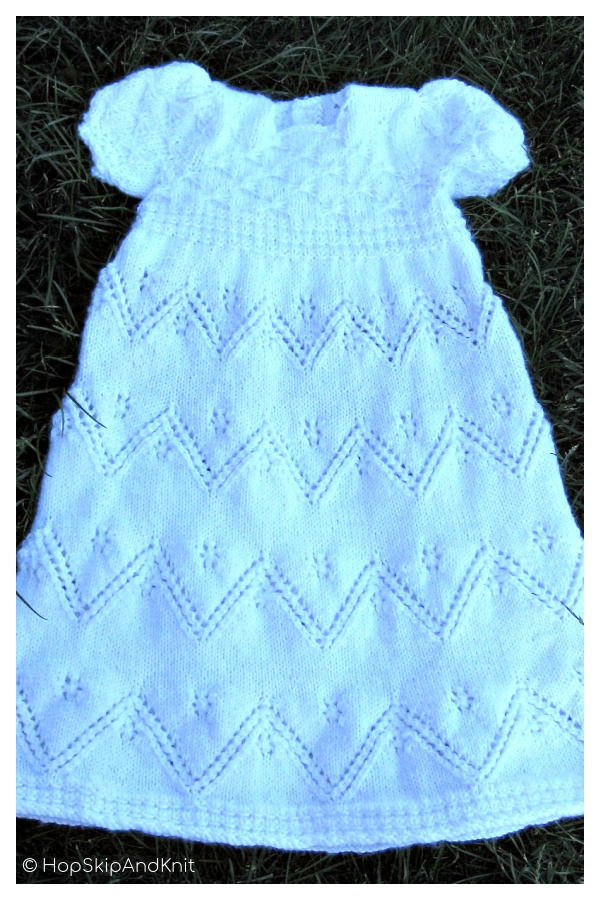 Snowflake Lace Christening Gown, Bonnet and Booties Free Knitting Pattern