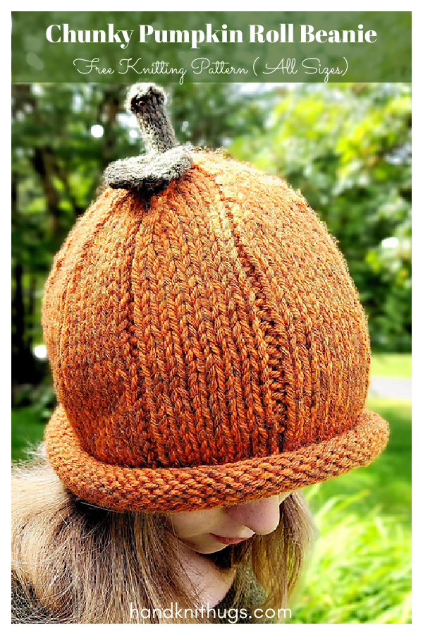 Chunky Pumpkin Roll Beanie Free Knitting Pattern