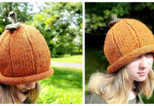 Chunky Pumpkin Roll Beanie Free Knitting Pattern