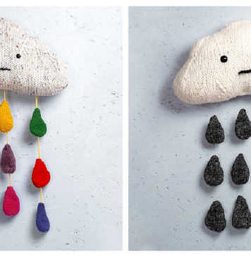 Cloud with Raindrops Free Knitting Pattern