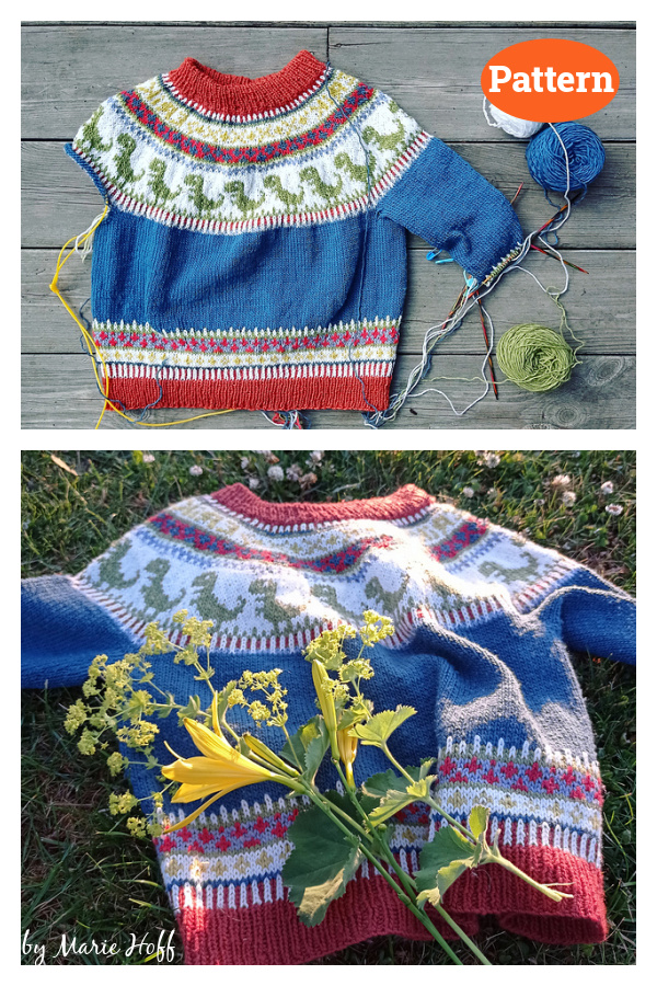 Dino Sweater Free Knitting Pattern