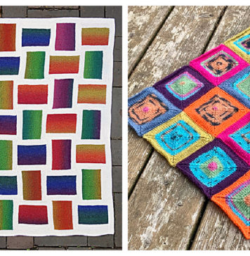 Patchwork Squares Blanket Free Knitting Pattern