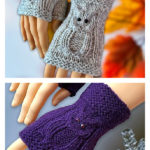 Easy to Knit Owl Fingerless Gloves Free Knitting Pattern