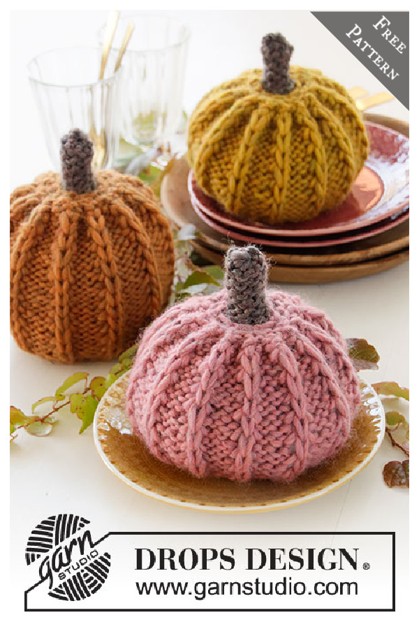 Pumpkin with English Rib Free Knitting Pattern