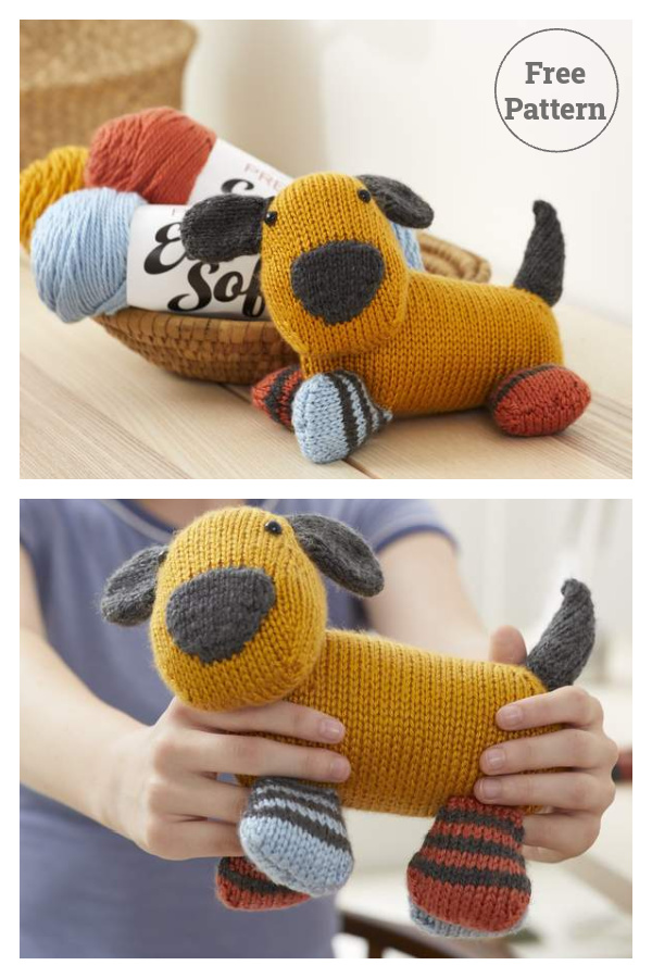 Colorblock Puppy Free Knitting Pattern
