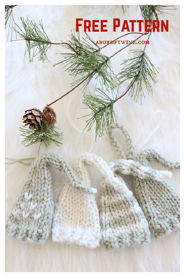 Mini Hat Christmas Ornament Free Knitting Pattern