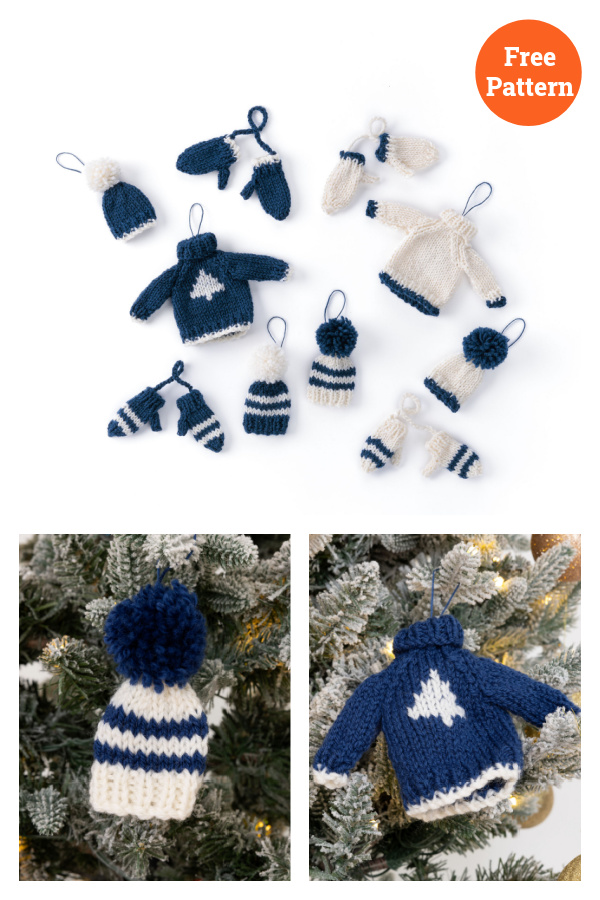 Mini Holiday Ornaments Free Knitting Pattern