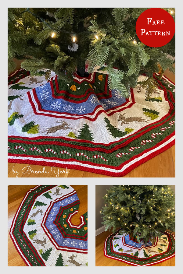 Reindeer Games Christmas Tree Skirt Free Knitting Pattern 