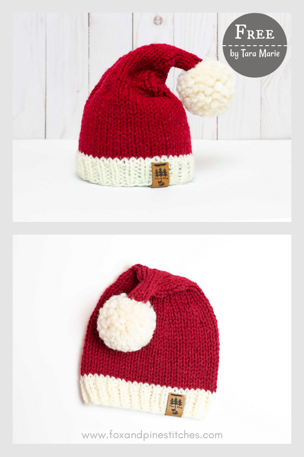 Santa Cap Christmas Hat Free Knitting Pattern
