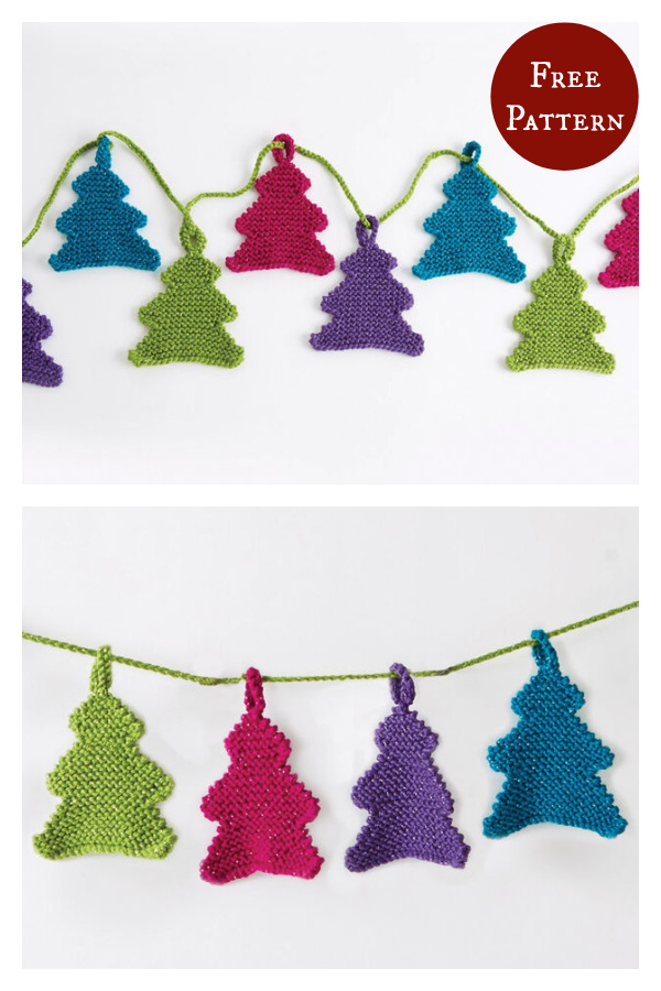 Happy Little Tree Garland Free Knitting Pattern
