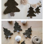 Mini Christmas Tree Garland Free Knitting Pattern